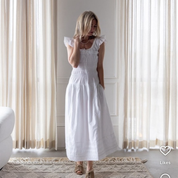 Ciao Lucia Dresses & Skirts - Ciao Lucia Lauretta White Smocked Midi Dress with Ruffle Sleeves